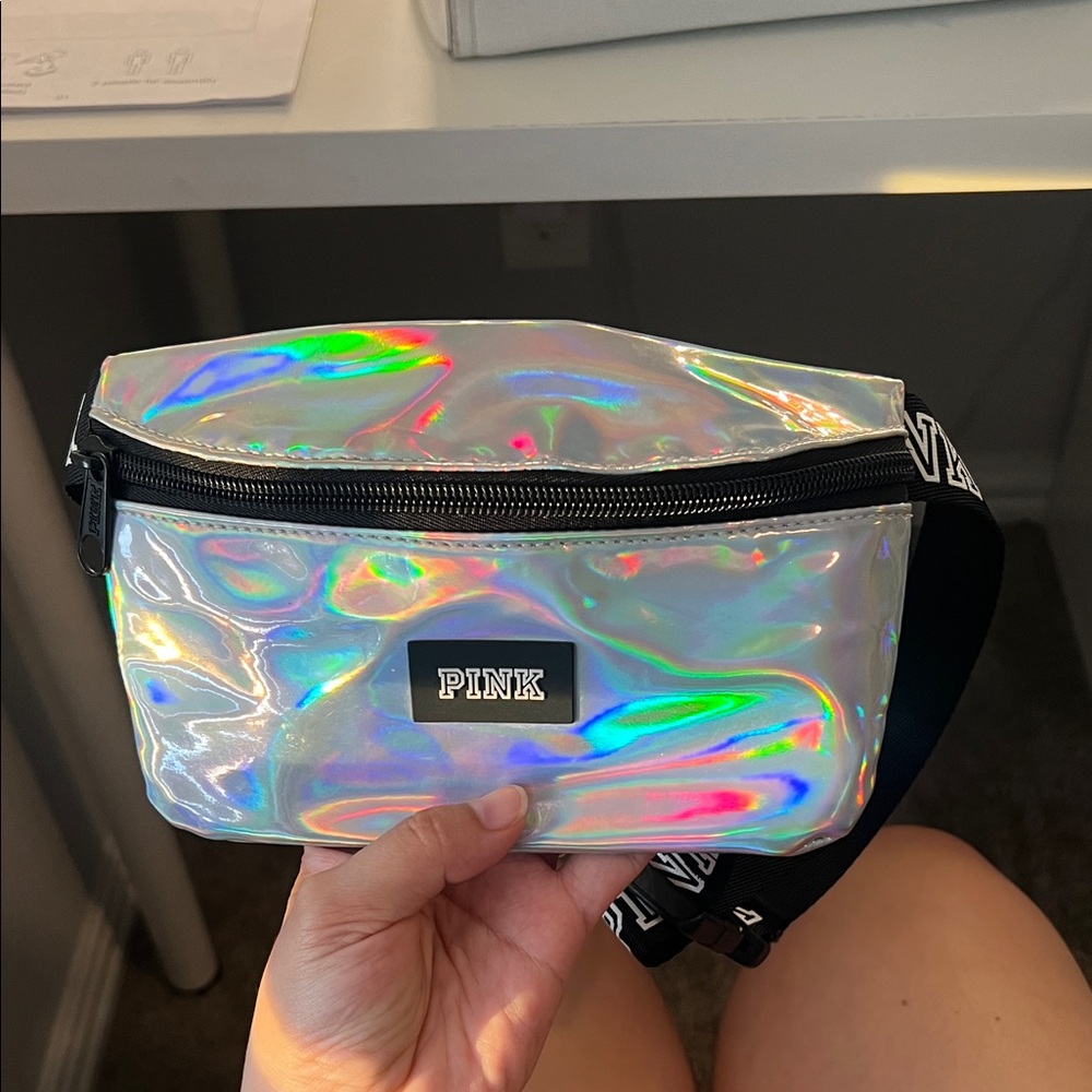 PINK Victoria's Secret Iridescent Bag with Black Strap